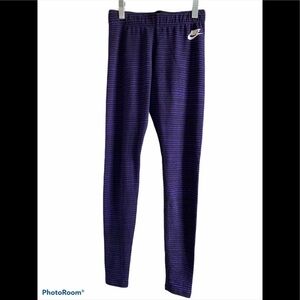 Nike Purple & Black Full Length Striped Leggings - XS